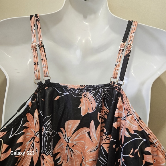 Coskaka Flounce Tankini Top, Ruffled High Top Swimwear - Picture 6 of 8